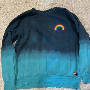 Navy Blue Gradient Sweatshirt with Rainbow Patch